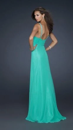 La Femme Gigi - 17665 Jewel Embellished V-Neck Chiffon A-line Gown