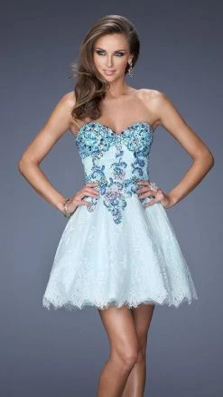 La Femme Gigi - 19973 Embellished Lace Strapless Babydoll Dress Cocktail Dresses