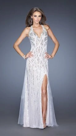 Formal Gowns La Femme Gigi - 20421 Enchanting Embellished V-Neck Dress
