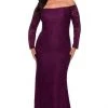 Formal Gowns La Femme - Lace Off-Shoulder Sheath Dress 28859SC - 1 Pc Dark Berry In Size 16W Available 1 Formal Gowns La Femme - Lace Off-Shoulder Sheath Dress 28859SC - 1 Pc Dark Berry In Size 16W Available