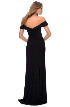 Formal Gowns La Femme - Off Shoulder Jersey Dress 28389SC - 1 Pc Navy In Size 10 Available 6 Formal Gowns La Femme - Off Shoulder Jersey Dress 28389SC - 1 Pc Navy In Size 10 Available