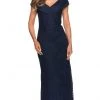 Formal Gowns La Femme - Off Shoulder Lace Sheath Dress 27982SC - 1 Pc Navy In Size 2 Available 1 Formal Gowns La Femme - Off Shoulder Lace Sheath Dress 27982SC - 1 Pc Navy In Size 2 Available