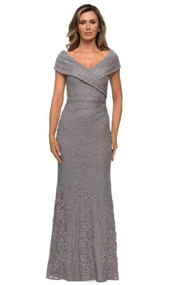 Formal Gowns La Femme - Off Shoulder Lace Sheath Dress 27982SC - 1 Pc Navy In Size 2 Available 8 Formal Gowns La Femme - Off Shoulder Lace Sheath Dress 27982SC - 1 Pc Navy In Size 2 Available