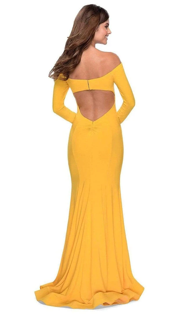 La Femme - Off Shoulder Long Sleeve Trumpet Dress 28754SC 5 La Femme - Off Shoulder Long Sleeve Trumpet Dress 28754SC