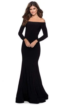La Femme - Off Shoulder Long Sleeve Trumpet Dress 28754SC 10 La Femme - Off Shoulder Long Sleeve Trumpet Dress 28754SC