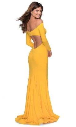 La Femme - Off Shoulder Long Sleeve Trumpet Dress 28754SC 8 La Femme - Off Shoulder Long Sleeve Trumpet Dress 28754SC