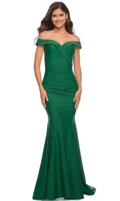 La Femme - Off Shoulder Mermaid Prom Gown 30736SC - 1 Pc Emerald In Size 14 Available Formal Gowns