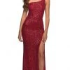 La Femme - One Shoulder Fitted Prom Gown 30391SC - 1 Pc Red In Size 8 Available 2 La Femme - One Shoulder Fitted Prom Gown 30391SC - 1 Pc Red In Size 8 Available