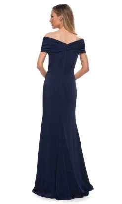 Formal Gowns La Femme - Pleated Off Shoulder Sheath Dress 29537SC