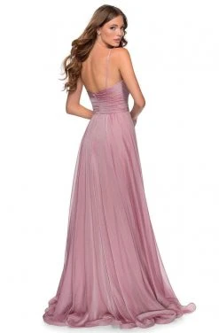 La Femme - Pleated Ornate Chiffon High Slit Dress 28611SC Formal Gowns 10 La Femme - Pleated Ornate Chiffon High Slit Dress 28611SC Formal Gowns