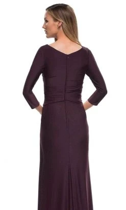 La Femme - Ruche-Ornate V-Neck Evening Dress 29223SC - 1 Pc Dark Garnet In Size 14 Available Mother Of The Bride 9 La Femme - Ruche-Ornate V-Neck Evening Dress 29223SC - 1 Pc Dark Garnet In Size 14 Available Mother Of The Bride