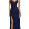 La Femme - Ruched Strappy Back Evening Dress 29699SC - 1 Pc Navy In Size 2 Available Formal Gowns