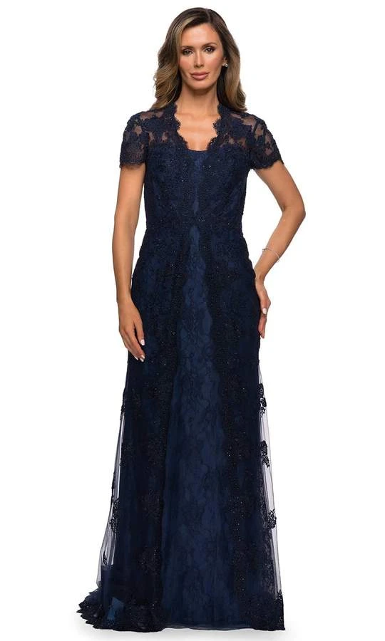Formal Gowns La Femme - Scalloped Lace Trumpet Dress 28195SC 5 Formal Gowns La Femme - Scalloped Lace Trumpet Dress 28195SC