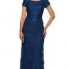Formal Gowns La Femme - Scoop Embroidered Formal Dress 27842SC - 1 Pc Navy In Size 6 Available 2 Formal Gowns La Femme - Scoop Embroidered Formal Dress 27842SC - 1 Pc Navy In Size 6 Available