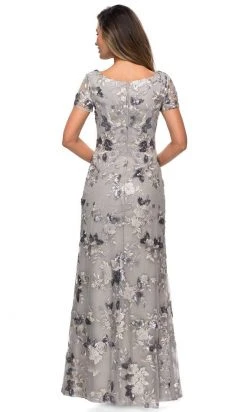 La Femme - Sequined Floral Lace Sheath Dress 27991SC - 1 Pc Silver In Size 20 Available Formal Gowns 6 La Femme - Sequined Floral Lace Sheath Dress 27991SC - 1 Pc Silver In Size 20 Available Formal Gowns