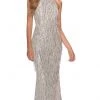 Formal Gowns La Femme - Sequined Fringe High Halter Evening Dress 28819SC - 1 Pc Silver In Size 0 Available 2 Formal Gowns La Femme - Sequined Fringe High Halter Evening Dress 28819SC - 1 Pc Silver In Size 0 Available