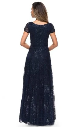 La Femme - Sequined Lace Bateau A-line Dress 27837SC - 1 Pc Navy In Size 12 Available 6 La Femme - Sequined Lace Bateau A-line Dress 27837SC - 1 Pc Navy In Size 12 Available