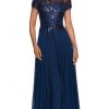 La Femme - Sequined Lace Bodice A-Line Dress 27924SC - 1 Pc Navy In Size 16 Available 1 La Femme - Sequined Lace Bodice A-Line Dress 27924SC - 1 Pc Navy In Size 16 Available