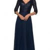 La Femme - Sequined Quarter Length Sleeve Gown 27998SC Formal Gowns 1 La Femme - Sequined Quarter Length Sleeve Gown 27998SC Formal Gowns