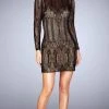 Cocktail Dresses La Femme - Sheer Long Sleeves Fitted Cocktail Dress 25289SC - 1 Pc Black In Size 2 Available