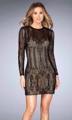Cocktail Dresses La Femme - Sheer Long Sleeves Fitted Cocktail Dress 25289SC - 1 Pc Black In Size 2 Available 9 Cocktail Dresses La Femme - Sheer Long Sleeves Fitted Cocktail Dress 25289SC - 1 Pc Black In Size 2 Available