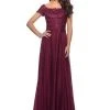 La Femme - Short Sleeve A-Line Formal Dress 26550SC - 1 Pc Garnet In Size 12 Available 1 La Femme - Short Sleeve A-Line Formal Dress 26550SC - 1 Pc Garnet In Size 12 Available