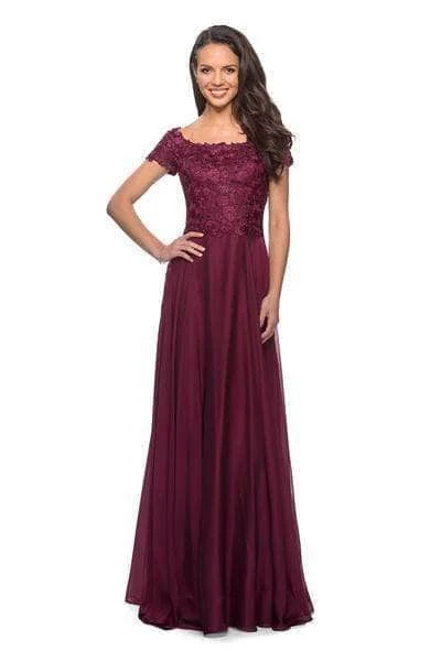 La Femme - Short Sleeve A-Line Formal Dress 26550SC - 1 Pc Garnet In Size 12 Available 3 La Femme - Short Sleeve A-Line Formal Dress 26550SC - 1 Pc Garnet In Size 12 Available