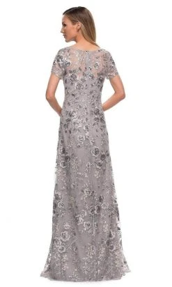 Formal Gowns La Femme - Short Sleeve Embroidered A-line Gown 29281SC - 1 Pc Silver In Size 10 Available 7 Formal Gowns La Femme - Short Sleeve Embroidered A-line Gown 29281SC - 1 Pc Silver In Size 10 Available