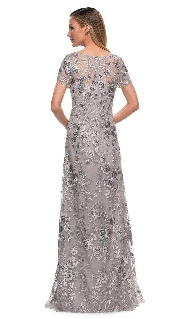 Formal Gowns La Femme - Short Sleeve Embroidered A-line Gown 29281SC - 1 Pc Silver In Size 10 Available 4 Formal Gowns La Femme - Short Sleeve Embroidered A-line Gown 29281SC - 1 Pc Silver In Size 10 Available