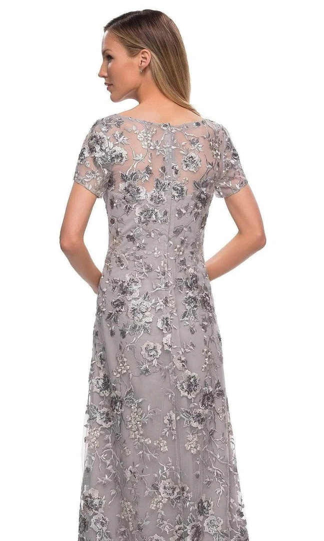 Formal Gowns La Femme - Short Sleeve Embroidered A-line Gown 29281SC - 1 Pc Silver In Size 10 Available 6 Formal Gowns La Femme - Short Sleeve Embroidered A-line Gown 29281SC - 1 Pc Silver In Size 10 Available