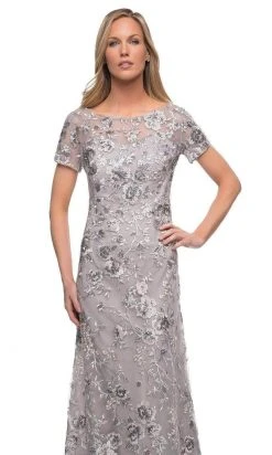 Formal Gowns La Femme - Short Sleeve Embroidered A-line Gown 29281SC - 1 Pc Silver In Size 10 Available 8 Formal Gowns La Femme - Short Sleeve Embroidered A-line Gown 29281SC - 1 Pc Silver In Size 10 Available
