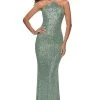 Formal Gowns La Femme - Sleeveless Pyramid Neck Evening Dress 28650SC