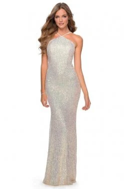 Formal Gowns La Femme - Sleeveless Pyramid Neck Evening Dress 28650SC