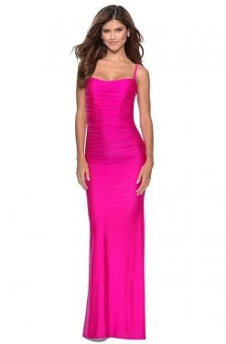La Femme - Sleeveless Ruched Prom Dress 28398SC - 1 Pc Hot Pink In Size 4 Available