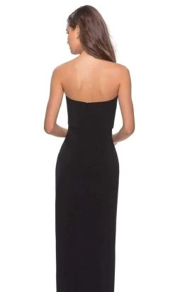 La Femme - Straight Across Faux Wrap Sheath Gown 28204SC - 1 Pc Black In Size 14 Available Formal Gowns 9 La Femme - Straight Across Faux Wrap Sheath Gown 28204SC - 1 Pc Black In Size 14 Available Formal Gowns