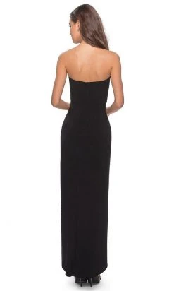 La Femme - Straight Across Faux Wrap Sheath Gown 28204SC - 1 Pc Black In Size 14 Available Formal Gowns 7 La Femme - Straight Across Faux Wrap Sheath Gown 28204SC - 1 Pc Black In Size 14 Available Formal Gowns