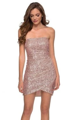 La Femme - Strapless Sequined Homecoming Dress 29410SC - 1 Pc Black In Size 8 Available