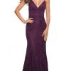 Formal Gowns La Femme - Strappy Back Lace Prom Gown 30442SC - 1 Pc Dark Berry In Size 4 Available 2 Formal Gowns La Femme - Strappy Back Lace Prom Gown 30442SC - 1 Pc Dark Berry In Size 4 Available