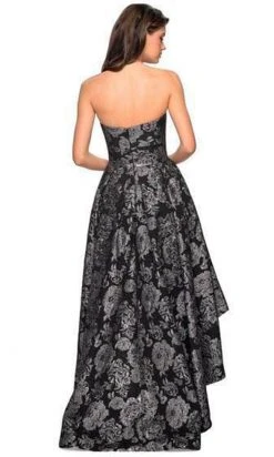 Formal Gowns La Femme - Sweetheart Jacquard High Low Dress 27468SC - 1 Pc Black/Silver In Size 2 Available 6 Formal Gowns La Femme - Sweetheart Jacquard High Low Dress 27468SC - 1 Pc Black/Silver In Size 2 Available