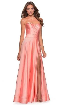 La Femme - Sweetheart Ruched Bodice A-Line Dress 28608SC Formal Gowns 8 La Femme - Sweetheart Ruched Bodice A-Line Dress 28608SC Formal Gowns