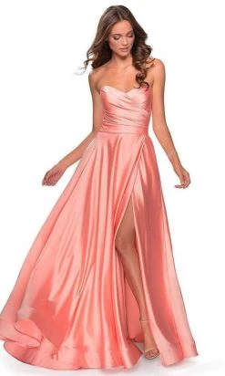 La Femme - Sweetheart Ruched Bodice A-Line Dress 28608SC Formal Gowns