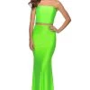 La Femme - Two Piece Neon Jersey Sheath Dress 28972SC - 1 Pc Neon Green In Size 00 Available