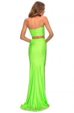 La Femme - Two Piece Neon Jersey Sheath Dress 28972SC - 1 Pc Neon Green In Size 00 Available