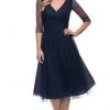 La Femme - V-Neck Knee-Length Cocktail Dress 29229 - 1 Pc Navy In Size 4 And 1 Pc Black In Size 12 Available Cocktail Dresses 2 La Femme - V-Neck Knee-Length Cocktail Dress 29229 - 1 Pc Navy In Size 4 And 1 Pc Black In Size 12 Available Cocktail Dresses