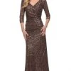 La Femme - V-Neck Sequin Formal Dress 29195SC - 1 Pc Bronze In Size 8 Available Formal Gowns