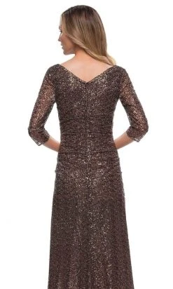 La Femme - V-Neck Sequin Formal Dress 29195SC - 1 Pc Bronze In Size 8 Available Formal Gowns
