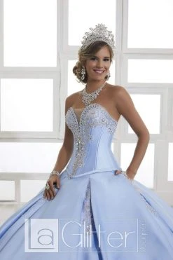 LA Glitter - 24029 Bejeweled Plunging Corset Bodice Ballgown