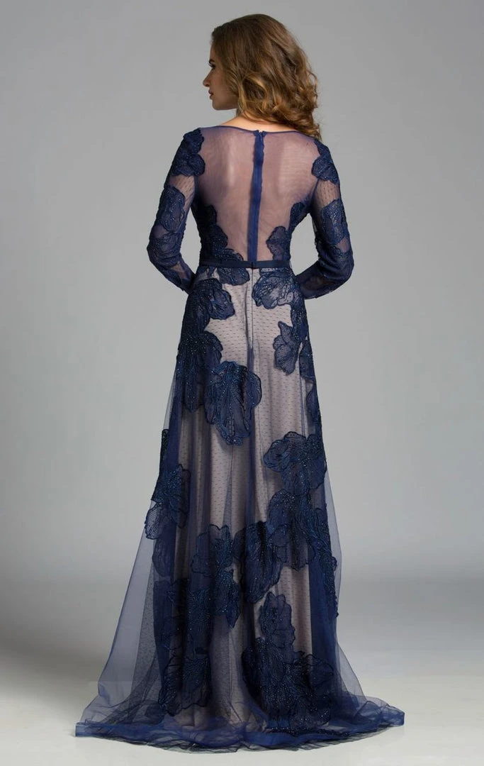 Lara Dresses - 32634 Detailed Sheer Floral Gown In Green 6 Lara Dresses - 32634 Detailed Sheer Floral Gown In Green