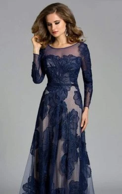 Lara Dresses - 32634 Detailed Sheer Floral Gown In Green 15 Lara Dresses - 32634 Detailed Sheer Floral Gown In Green