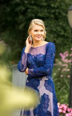 Lara Dresses - 32634 Detailed Sheer Floral Gown In Green 19 Lara Dresses - 32634 Detailed Sheer Floral Gown In Green